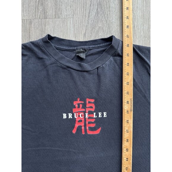 Vintage Y2K Bruce Lee Chinese Character Movie TV Martial Arts Black Shirt Rare T - Picture 12 of 12